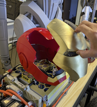 Load image into Gallery viewer, Iron-man helmet in cartoon-style rendering
